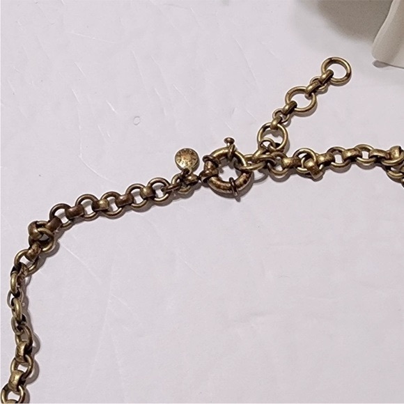 J. Crew Coral and Gold Flower Rhinestone Necklace, Statement Necklace - Picture 11 of 16